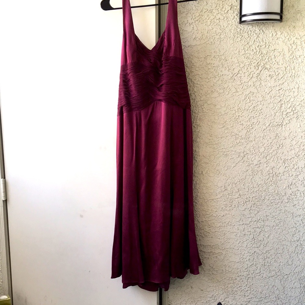 Ann Klein 100% Silk Burgundy Formal Halter Dress for Black Tie size 8 Gown